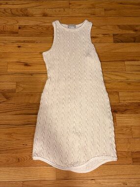 DylanLex Cable Knit Cream Sleeveless Dress